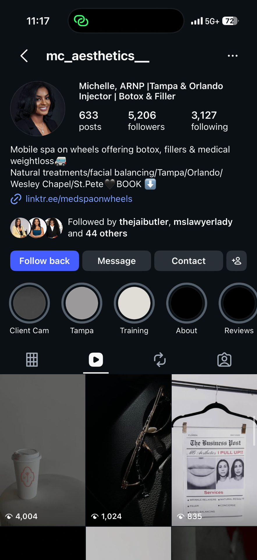 MC Aesthetics Instagram profile